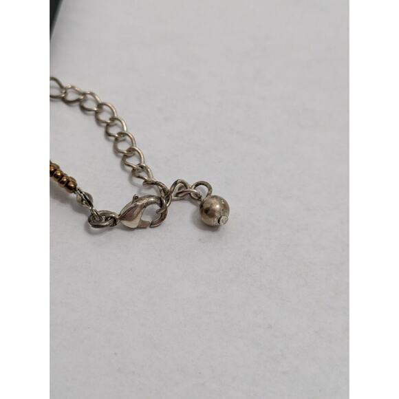 Necklace Earring Set Vintage Designer KC Beaded Two Strand Silver Tone Pendant - Picture 10 of 10